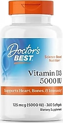 Doctor 's Best Vitamin D3 125 mcg 5000 IU 360 Softgels