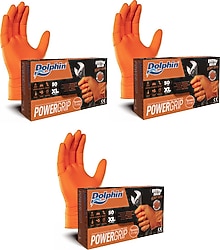 Dolphin Nitril PowerGrip Ekstra Kalın Elmas Dokulu İş Eldiveni 50'li 3 Paket