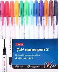 Dong-A Twin Name Pen 2 Çift Yönlü 12 Renk Kalem