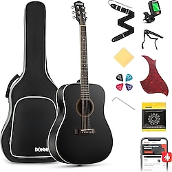 Donner DAG-1CB Dreadnaught Siyah Akustik Gitar Seti