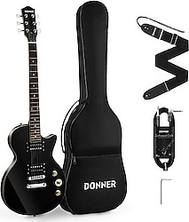 Donner DLP-124B LP Siyah Elektro Gitar Paketi