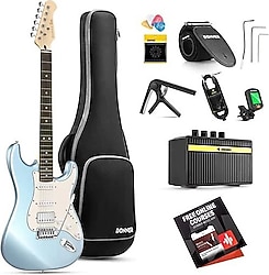 Donner DST-152 Full Size ST Metalik Mavi Elektro Gitar Seti