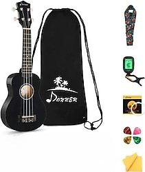 Donner DUS-10N Siyah Soprano Ukulele Seti
