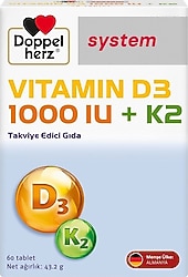 Doppelherz Vitamin D3 1000 IU K2 60 Tablet