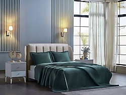 Doqu Home Napoli Yeşil Çift Kişilik Yatak Örtüsü Takımı