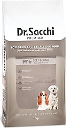 Dr. Sacchi Premium Düşük Tahıllı Sığır Etli ve Kuzu Etli 12 kg Mini Irk Yetişkin Köpek Maması