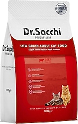 Dr. Sacchi Premium Düşük Tahıllı Sığır Etli 1 kg Yetişkin Kedi Maması