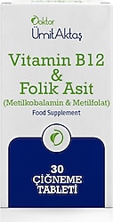 Dr. Ümit Aktaş Vitamin B12 & Folik Asit 30 Tablet