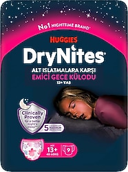 DryNites Emici Gece Külodu Kız 13+ Yaş 48-60 kg 9'lu Hasta Bezi