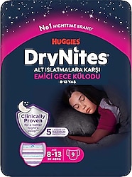 DryNites Emici Gece Külodu Kız 8-13 Yaş 30-48 kg 9'lu Hasta Bezi