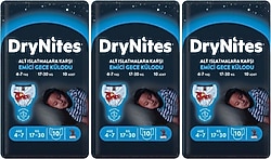 DryNites Emici Gece Külodu Erkek 4-7 Yaş 17-30 kg 10'lu 3 Adet Hasta Bezi