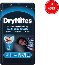 DryNites Emici Gece Külodu Erkek 4-7 Yaş 17-30 kg 10'lu 4 Adet Hasta Bezi