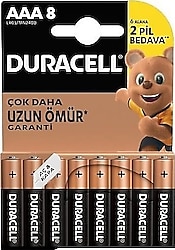 Duracell LR03/MN2400 8'li Alkalin AAA İnce Kalem Pil
