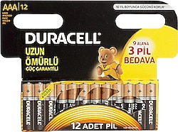 Duracell LR03/MN2400 12'li Alkalin AAA İnce Kalem Pil