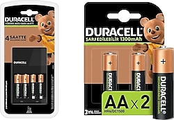Duracell CEF 14 Şarj Cihazı + 1300 mAh 2'li AA Kalem Pil