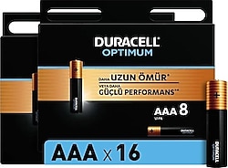 Duracell Optimum 16'lı Alkalin AAA İnce Kalem Pil