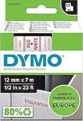 DYMO D1 12 mm x 7 mt Beyaz / Kırmızı Yedek Şerit 45015
