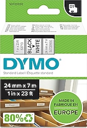 DYMO D1 24 mm x 7 mt Beyaz / Siyah Yedek Şerit 53713