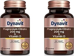 Dynavit Magnesium Citrate 200 mg ve Vitamin D 60 Tablet 2 Adet