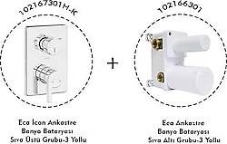 E.C.A. İcon 102167301H-K - 102166301 Ankastre 3 Yollu Banyo Bataryası Seti