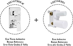 E.C.A. Tiera 102167305+K-102166301 Ankastre 3 Yollu Banyo Bataryası Seti