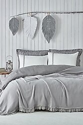 Ecocotton Alessa Gri Çift Kişilik Pike Takımı