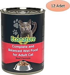 Econature Sığır Etli 400 gr 12'li Yetişkin Konserve Kedi Maması