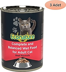 Econature Sığır Etli 400 gr 3'lü Yetişkin Konserve Kedi Maması