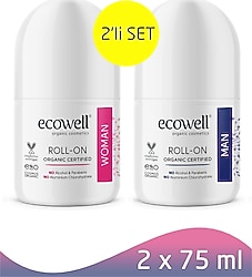 Ecowell Organik Kadın 75 ml + Erkek 75 ml Roll-On Set
