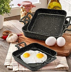 Eda Asya 20-22-24 cm Kapaksız 3'lü Kare Granit Döküm Sahan Seti