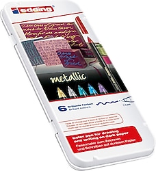 Edding 1200 Metal Kutu Metalik 6'lı Grafik Kalem Seti