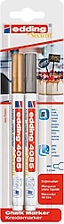 Edding 4085 Sıvı Tebeşir Kalemi 2'li Blister Altın & Gümüş