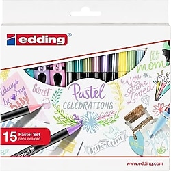 Edding Pastel 15 Renk Yuvarlak Uç Markör Kalem Seti
