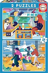 Educa Havaalanı ve Tren 2x48 Parça Çocuk Puzzle 18604