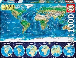 Educa World Map Neon 1000 Parça Puzzle 16760