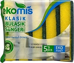 Ekomis Klasik Düz Yeşil Sünger 5'li