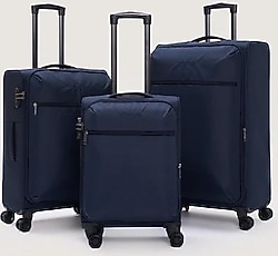 Elatae ELT034 Kumaş Kabin + Orta + Büyük Boy 3'lü Valiz Seti