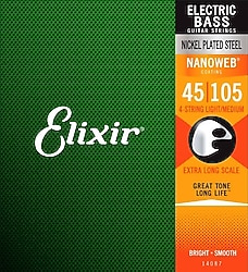 Elixir 14087 Nanoweb Ex Long 45-105 Bas Gitar Teli