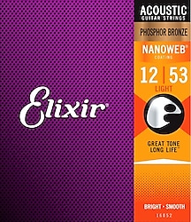 Elixir 16052 Nanoweb Phosphor Bronze Akustik Gitar Teli 12-53