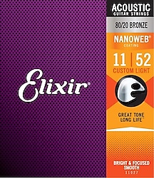 Elixir 11027 Nanoweb 11-52 Akustik Gitar Teli