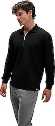 Ellesse EM601-BK Yarım Fermuarlı Siyah Erkek Sweatshirt