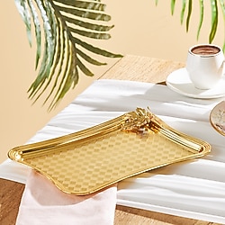Emsan Leafy Dikdörtgen Gold Tepsi