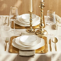 Emsan Lotus Fine Bone Gold 18 Parça 6 Kişilik Yemek Takımı