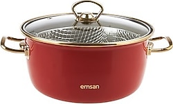 Emsan Retro Kırmızı Emaye Kızartma Tenceresi