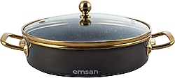 Emsan Troy Siyah 20 cm Kapaklı Emaye Sahan