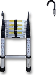 Endokon I Tipi Uzayan 290 cm 10 Basamaklı Kancalı Teleskopik Alüminyum Merdiven