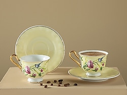 English Home Vanilla New Bone China Açık Sarı 2 Kişilik Kahve Fincan Takımı
