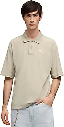 Puma Wardrobe Essentials Boxy 634362-61 Bej Kısa Kollu Polo Yaka Erkek Tişört