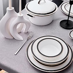Evaliza Alaia Siyah-Gold 12 Kişilik 60 Parça Yemek Takımı