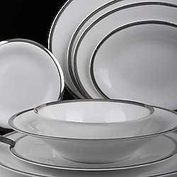 Evaliza Coupe Paisley Platin 101 Parça 12 Kişilik Yemek Takımı